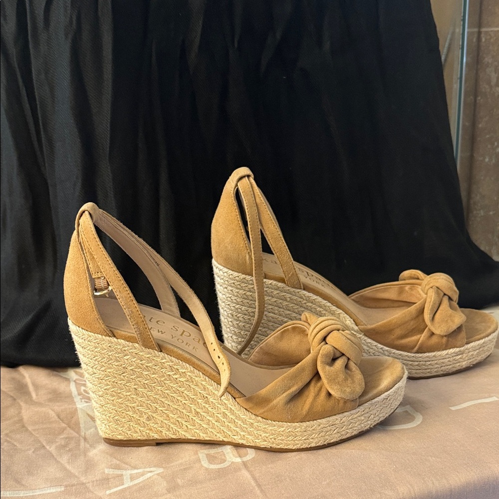 Kate Spade Brown Wedge Sandals with Knot